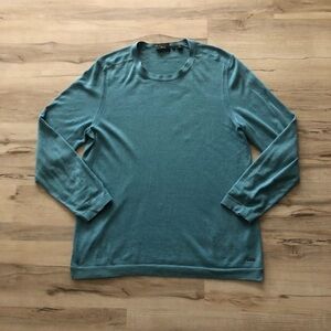 Boss Cotton Silk Cashmere Blend Aqua Long Sleeve Tee